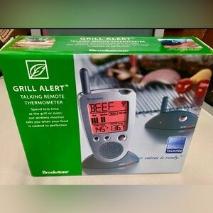 Brookstone Grill Alert Talking Remote Meat Thermometer Steel Probe NEW in box